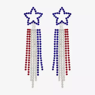 Bijoux Bar Silver Tone Womens Star Drop Earrings
