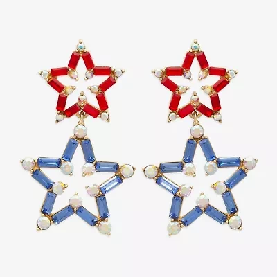 Bijoux Bar Gold Tone Womens Star Drop Earrings