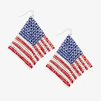 Bijoux Bar Silver Tone Flag Womens Drop Earrings