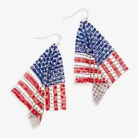 Bijoux Bar Silver Tone Flag Womens Drop Earrings