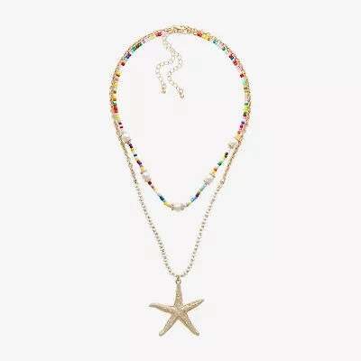 Bijoux Bar Gold Tone Starfish Womens 2-pc. Necklace Set