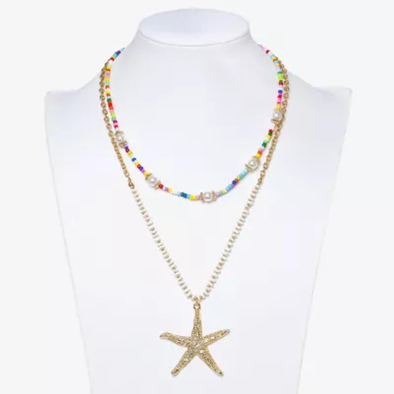 Bijoux Bar Gold Tone Starfish Womens 2-pc. Necklace Set