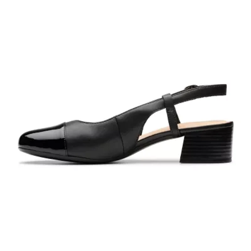 Clarks Marilyn Rose Womens Cap Closed Toe Block Heel Pumps