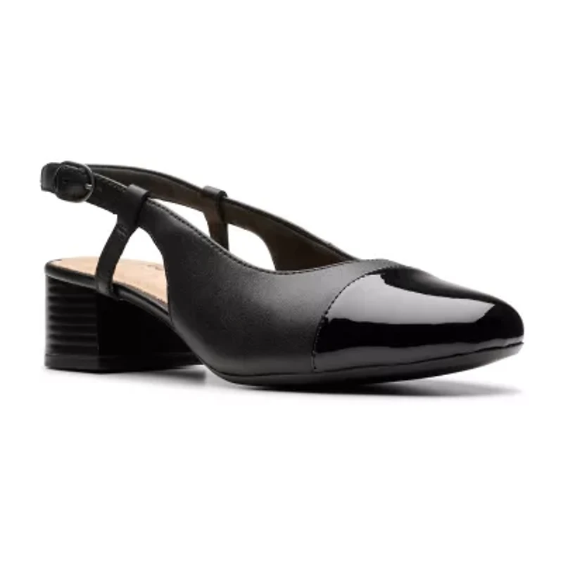 Clarks Marilyn Rose Womens Cap Closed Toe Block Heel Pumps