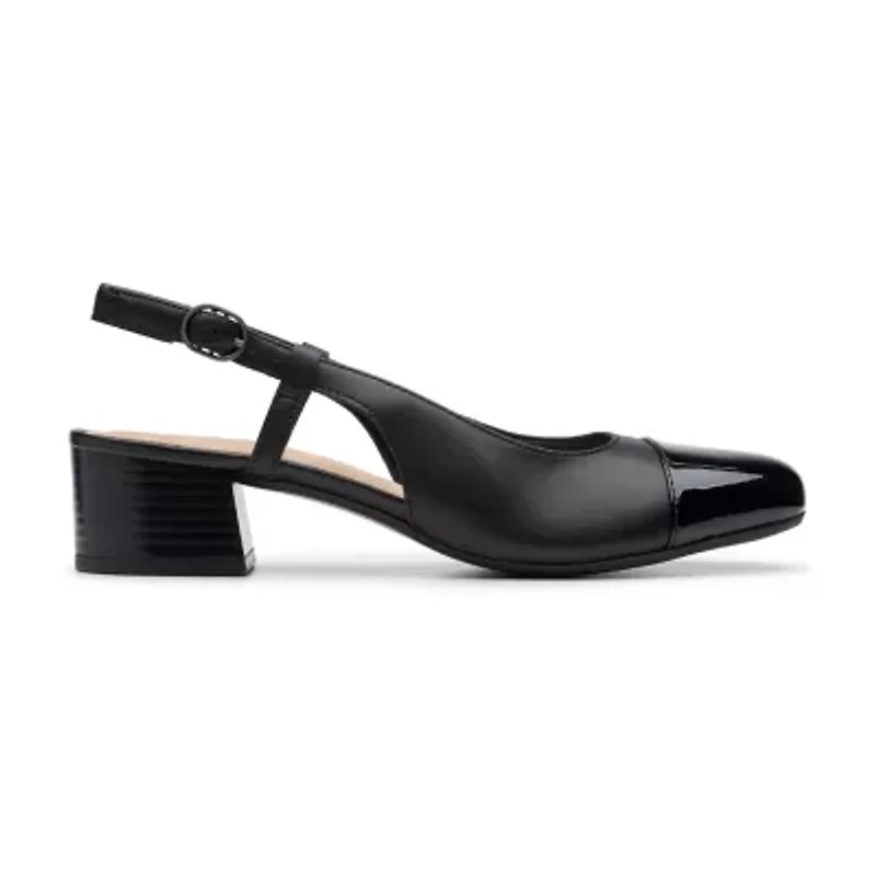 Clarks Marilyn Rose Womens Cap Closed Toe Block Heel Pumps