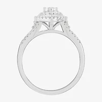 Limited Quantities! Womens 1/2 CT. T.W. Natural White Diamond 10K White Gold Pear Halo Engagement Ring