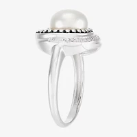 Limited Quantities! Womens 1/8 CT. T.W. 8.5MM White Cultured Freshwater Pearl Sterling Silver Round Cocktail Ring