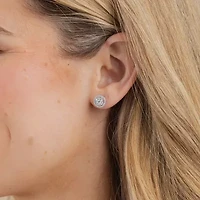 Certified 1/2 CT. T.W. Natural White Diamond 14K Gold 9.5mm Stud Earrings