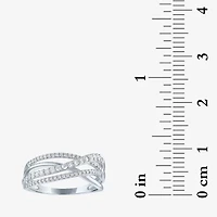 (G-H/I1-12) Womens 1/3 CT. T.W. Lab Grown White Diamond 10K Gold Crossover Cocktail Ring