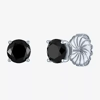 3 CT. T.W. Natural Black Diamond 14K White Gold 7.5mm Round Stud Earrings