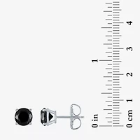 3 CT. T.W. Natural Black Diamond 14K White Gold 7.5mm Round Stud Earrings