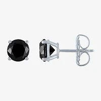 3 CT. T.W. Natural Black Diamond 14K White Gold 7.5mm Round Stud Earrings