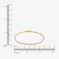Womens 14K Gold Inch Hollow Rope Chain Bracelet