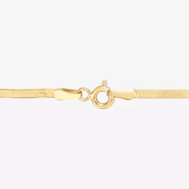Made in Italy Womens 10K Gold 7.25 Inch Solid Herringbone Chain Bracelet