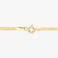 Made in Italy Womens 10K Gold 7.25 Inch Solid Herringbone Chain Bracelet