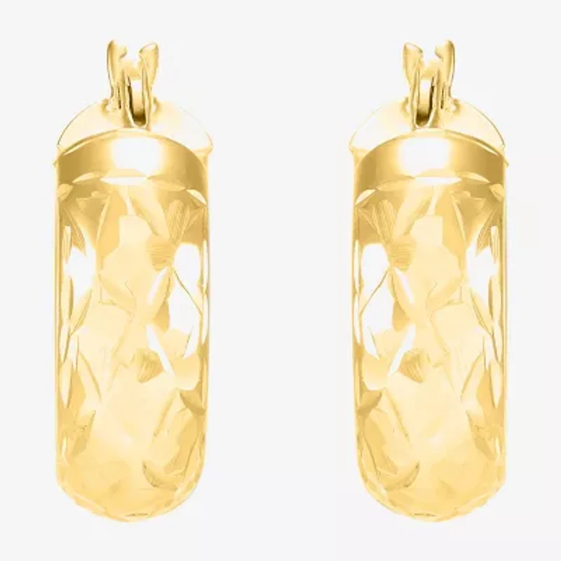Womens 10K Gold 15mm Round Hoop Earrings