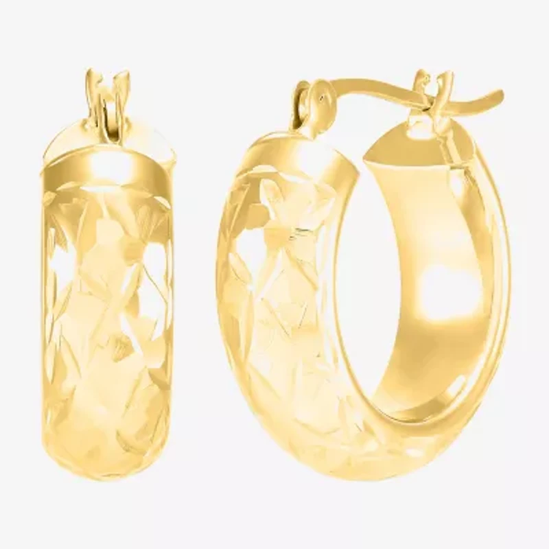 Womens 10K Gold 15mm Round Hoop Earrings