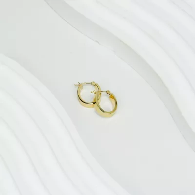 Womens 10K Gold 15mm Oval Hoop Earrings