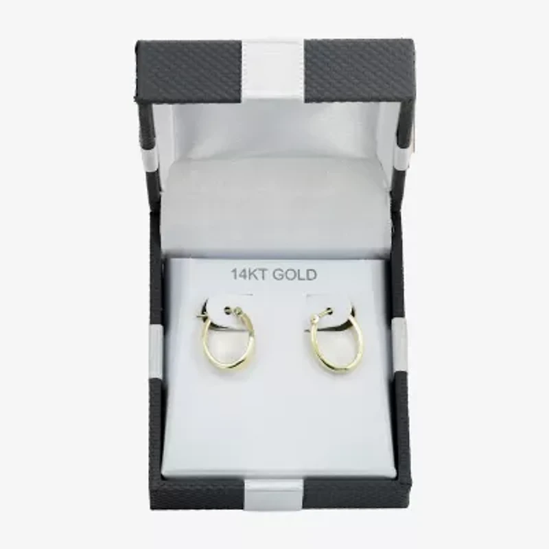 Womens 10K Gold 15mm Oval Hoop Earrings