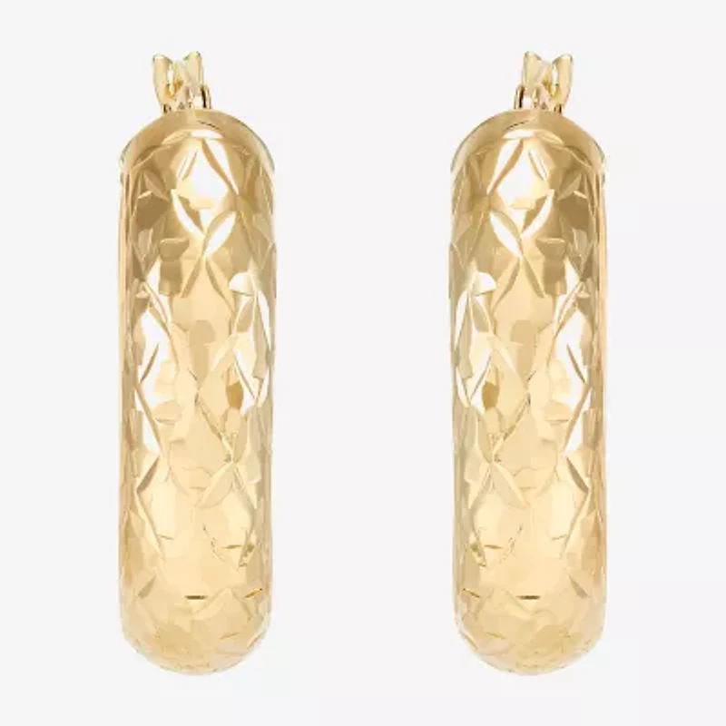 Womens 10K Gold 20mm Circle Round Hoop Earrings