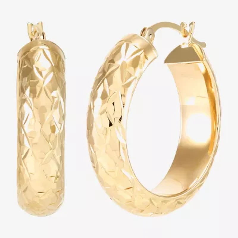 Womens 10K Gold 20mm Circle Round Hoop Earrings