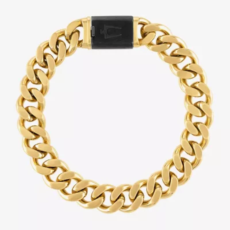 Bulova Mens Stainless Steel 8 1/2 Inch Solid Curb Chain Bracelet