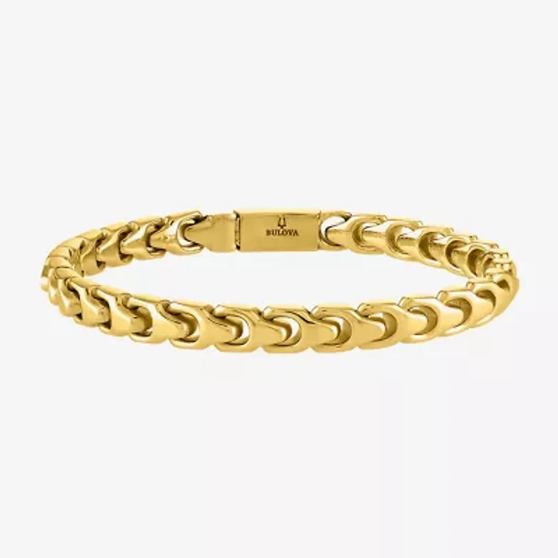 Bulova Mens Stainless Steel 8 Inch Solid Link Chain Bracelet