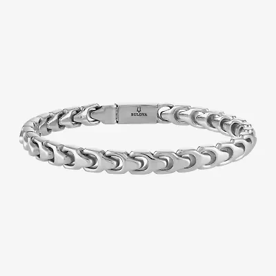 Bulova Mens Stainless Steel 8 Inch Solid Link Chain Bracelet