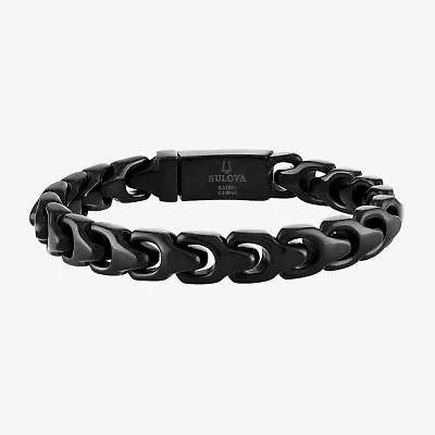 Bulova Mens Stainless Steel 8 1/2 Inch Solid Link Chain Bracelet