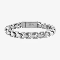 Bulova Mens Stainless Steel 8 1/2 Inch Solid Link Chain Bracelet