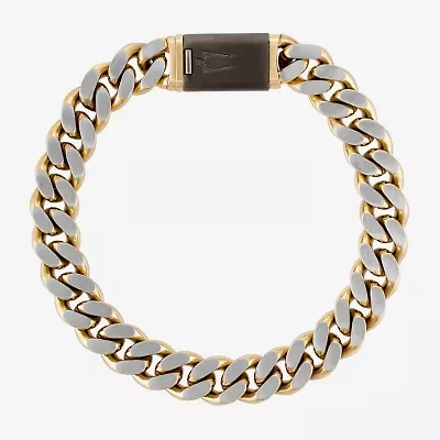 Bulova Mens Stainless Steel 8 1/2 Inch Solid Curb Chain Bracelet