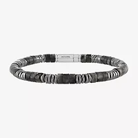 Bulova Mens Sterling Silver Beaded Bracelet