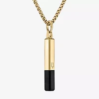 Bulova Mens Genuine Black Spinel Stainless Steel Rectangular 24 Inch Pendant Necklace