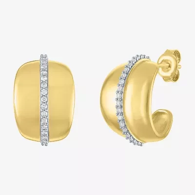 Diamond Addiction (G-H, I1-I2) Womens 1/4 CT. T.W. Lab Grown White Diamond 14K Gold Over Silver Sterling Silver 16.7mm Hoop Earrings