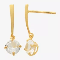 Lab Created Sapphire 14K Gold Over Silver Sterling Silver Round Drop Earrings