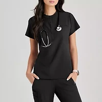 Barco Unify But163 Mission 1-Pocket Womens Henley Neck Short Sleeve Stretch Fabric Moisture Wicking Wrinkle Resistant Scrub Top