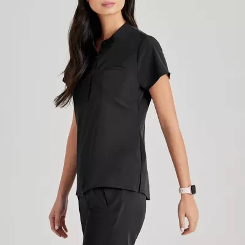 Barco Unify But163 Mission 1-Pocket Womens Henley Neck Short Sleeve Stretch Fabric Moisture Wicking Wrinkle Resistant Scrub Top