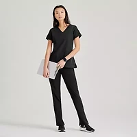 Barco Unify But167 Purpose 4-Pocket Womens V Neck Short Sleeve Stretch Fabric Moisture Wicking Wrinkle Resistant Scrub Top