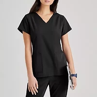 Barco Unify But167 Purpose 4-Pocket Womens V Neck Short Sleeve Stretch Fabric Moisture Wicking Wrinkle Resistant Scrub Top