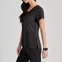 Barco Unify But167 Purpose 4-Pocket Womens V Neck Short Sleeve Stretch Fabric Moisture Wicking Wrinkle Resistant Scrub Top