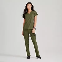 Barco Unify But167 Purpose 4-Pocket Womens Plus Tall V Neck Short Sleeve Stretch Fabric Moisture Wicking Wrinkle Resistant Scrub Top