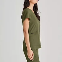 Barco Unify But167 Purpose 4-Pocket Womens Plus Tall V Neck Short Sleeve Stretch Fabric Moisture Wicking Wrinkle Resistant Scrub Top