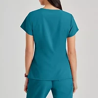 Barco Unify But167 Purpose 4-Pocket Womens Plus Tall V Neck Short Sleeve Stretch Fabric Moisture Wicking Wrinkle Resistant Scrub Top