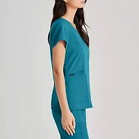 Barco Unify But167 Purpose 4-Pocket Womens Plus Tall V Neck Short Sleeve Stretch Fabric Moisture Wicking Wrinkle Resistant Scrub Top