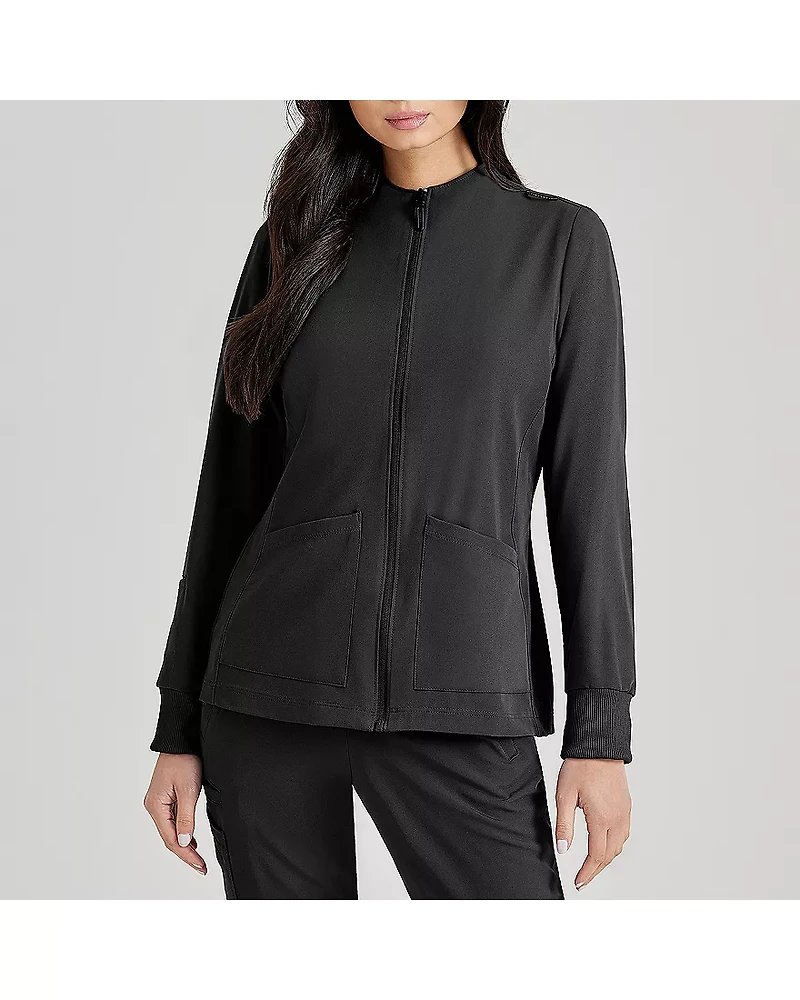Barco Unify Buw884 Team 3- Pocket Funnel Collar Warm-Up Womens Stretch Fabric Moisture Wicking Wrinkle Resistant Scrub Jackets