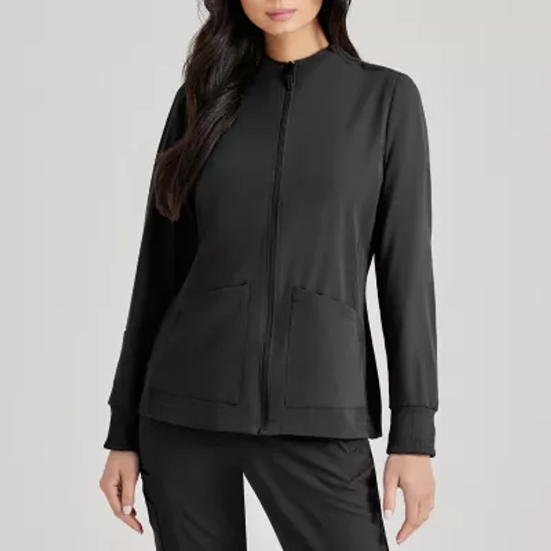 Barco Unify Buw884 Team 3- Pocket Funnel Collar Warm-Up Womens Stretch Fabric Moisture Wicking Wrinkle Resistant Scrub Jackets