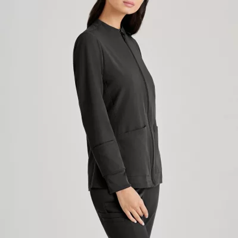 Barco Unify Buw884 Team 3- Pocket Funnel Collar Warm-Up Womens Plus Tall Stretch Fabric Moisture Wicking Wrinkle Resistant Scrub Jackets