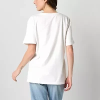 Martha'S Vineyard Oversized Womens Crew Neck Short Sleeve Juniors Graphic T-Shirt