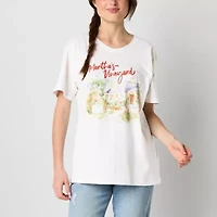 Martha'S Vineyard Oversized Womens Crew Neck Short Sleeve Juniors Graphic T-Shirt