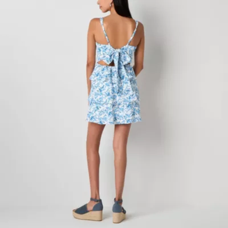 by&by Womens Juniors Sleeveless Floral Fit + Flare Dress